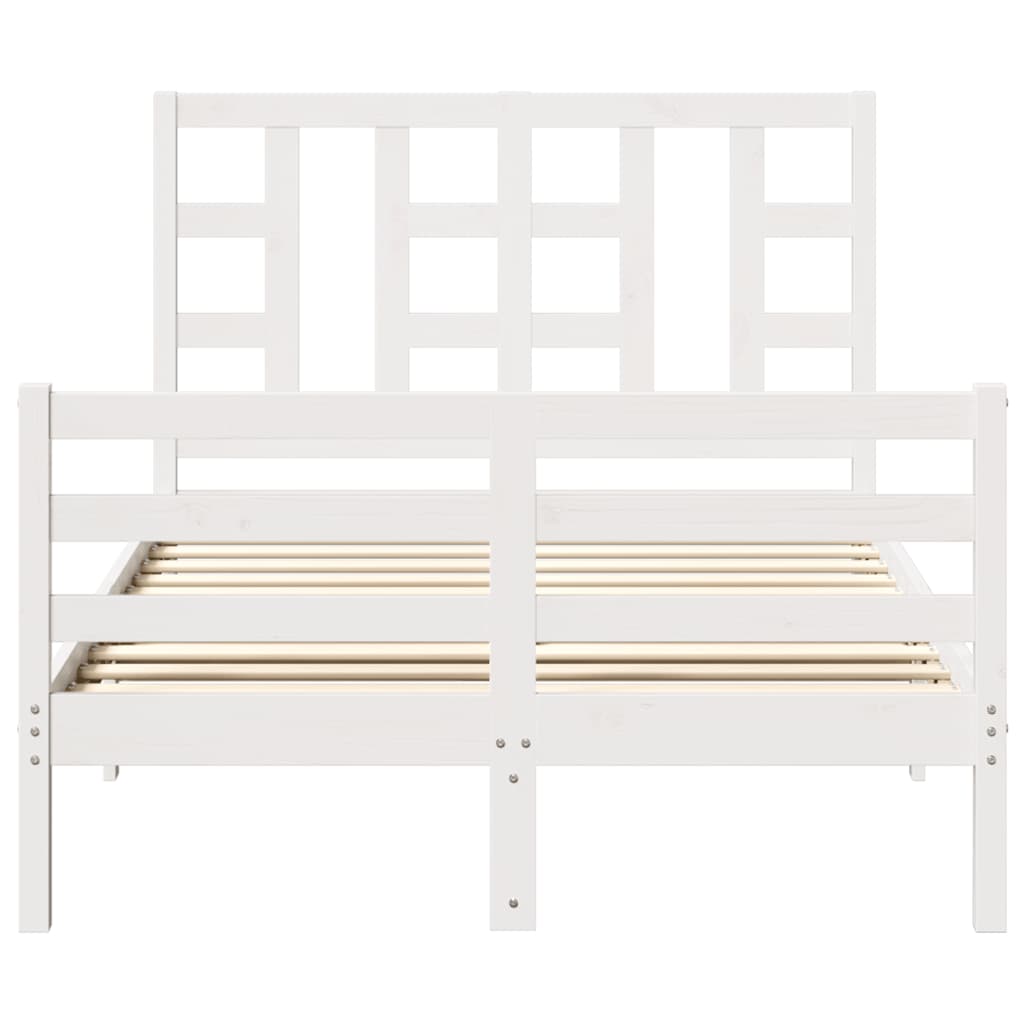 Cadre de lit sans matelas blanc 120x200 cm bois massif - XIOS