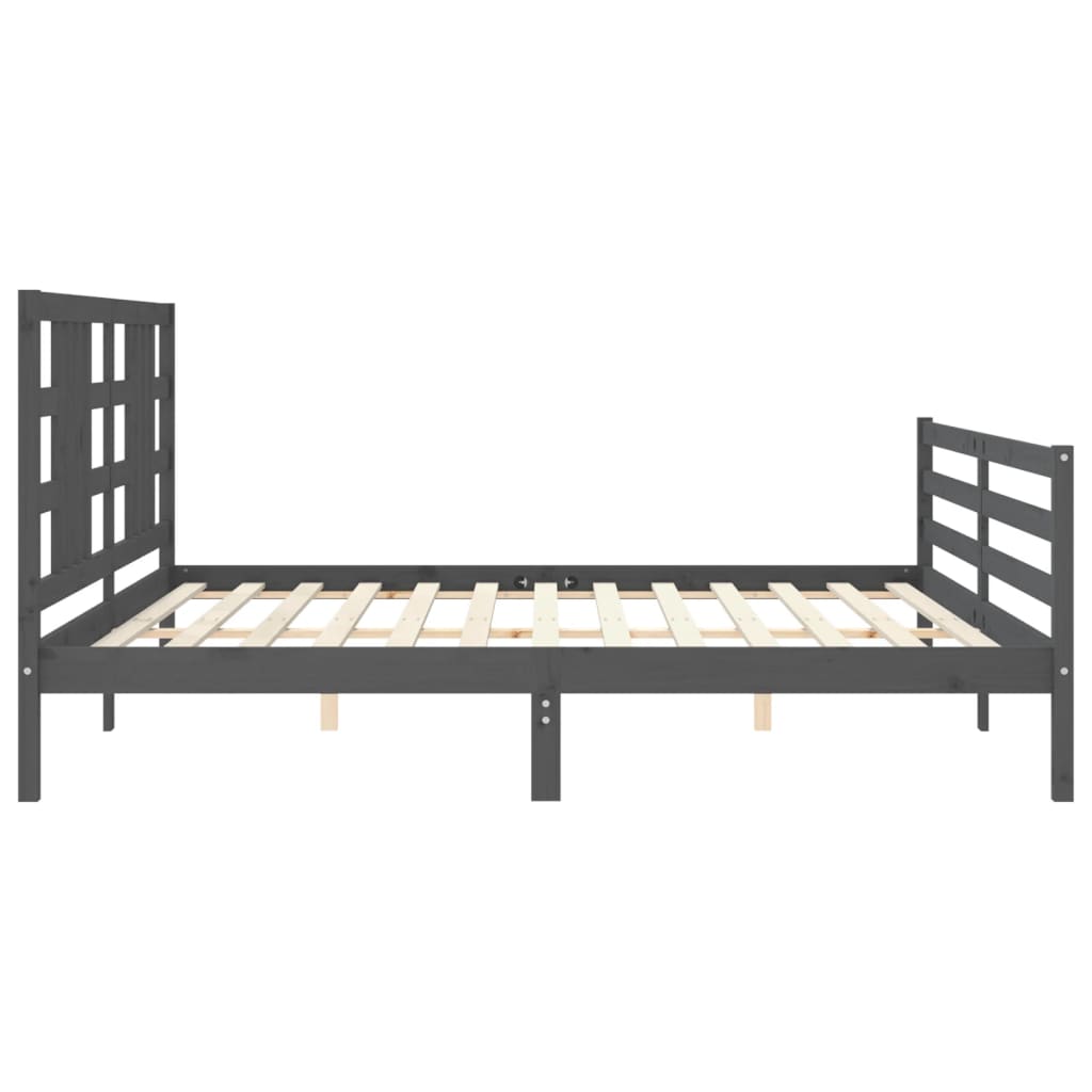 Cadre de lit sans matelas gris 200x200 cm bois massif - XIOS