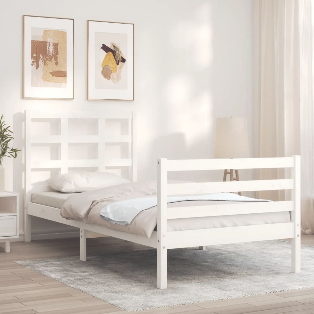 Cadre de lit sans matelas blanc bois massif - XIOS