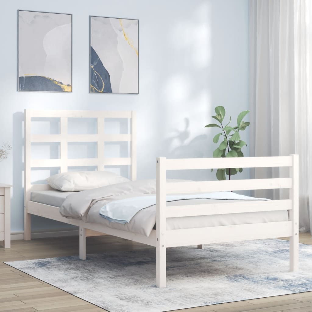 Cadre de lit sans matelas blanc bois massif - XIOS