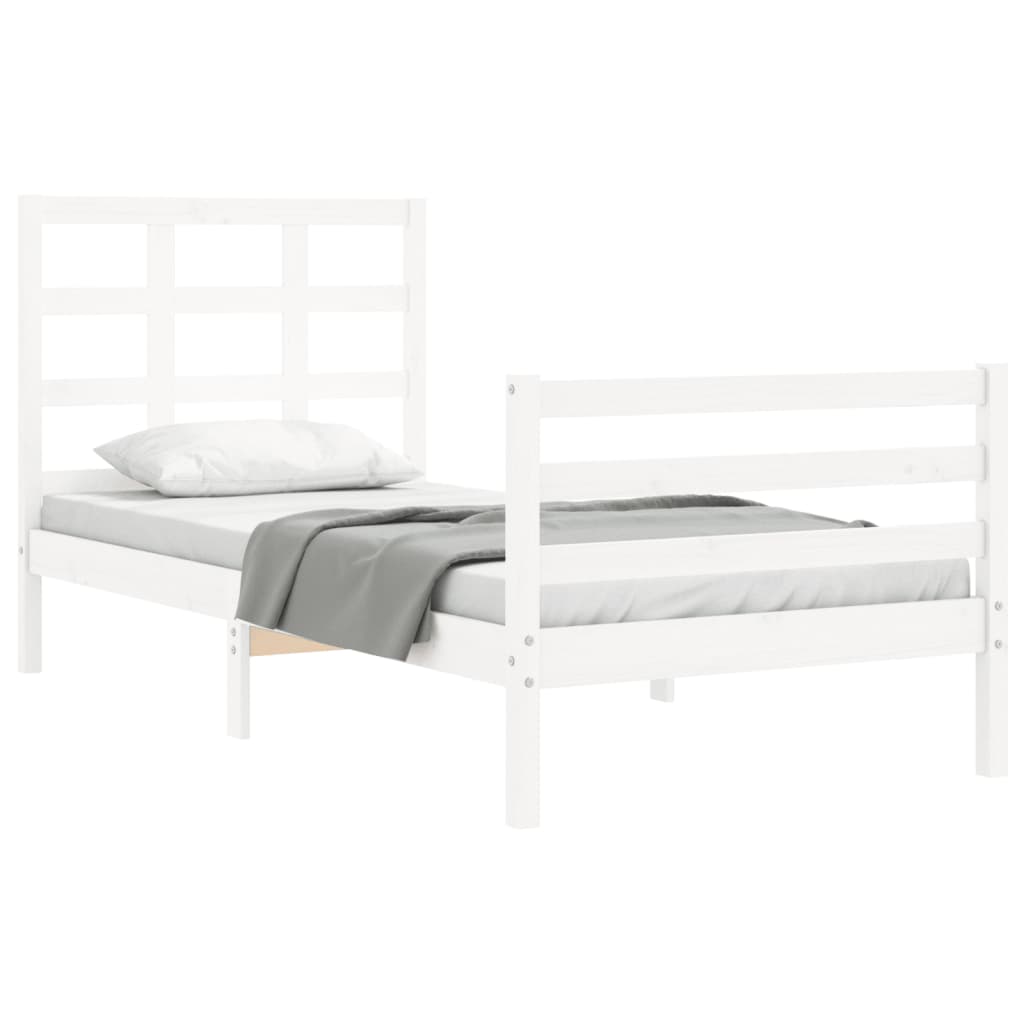 Cadre de lit sans matelas blanc 100x200 cm bois massif - XIOS