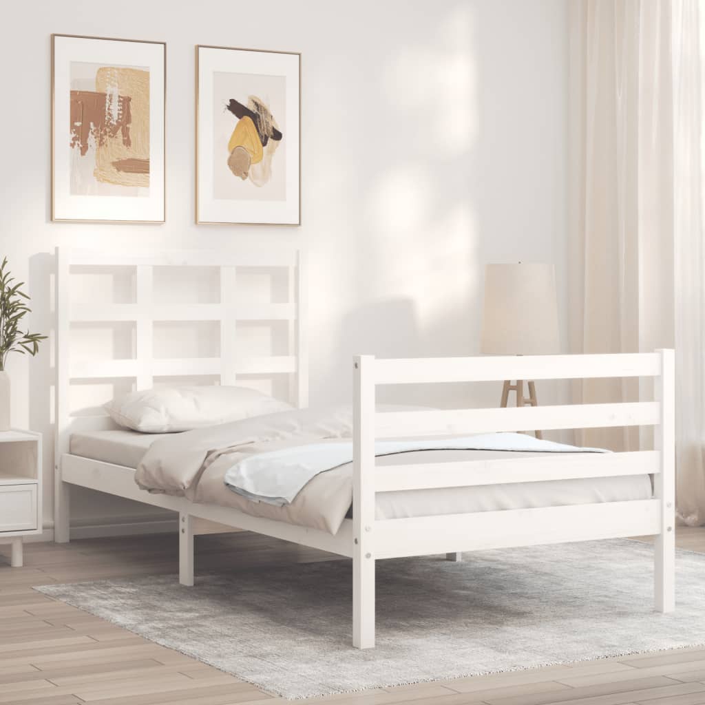 Cadre de lit sans matelas blanc 100x200 cm bois massif - XIOS