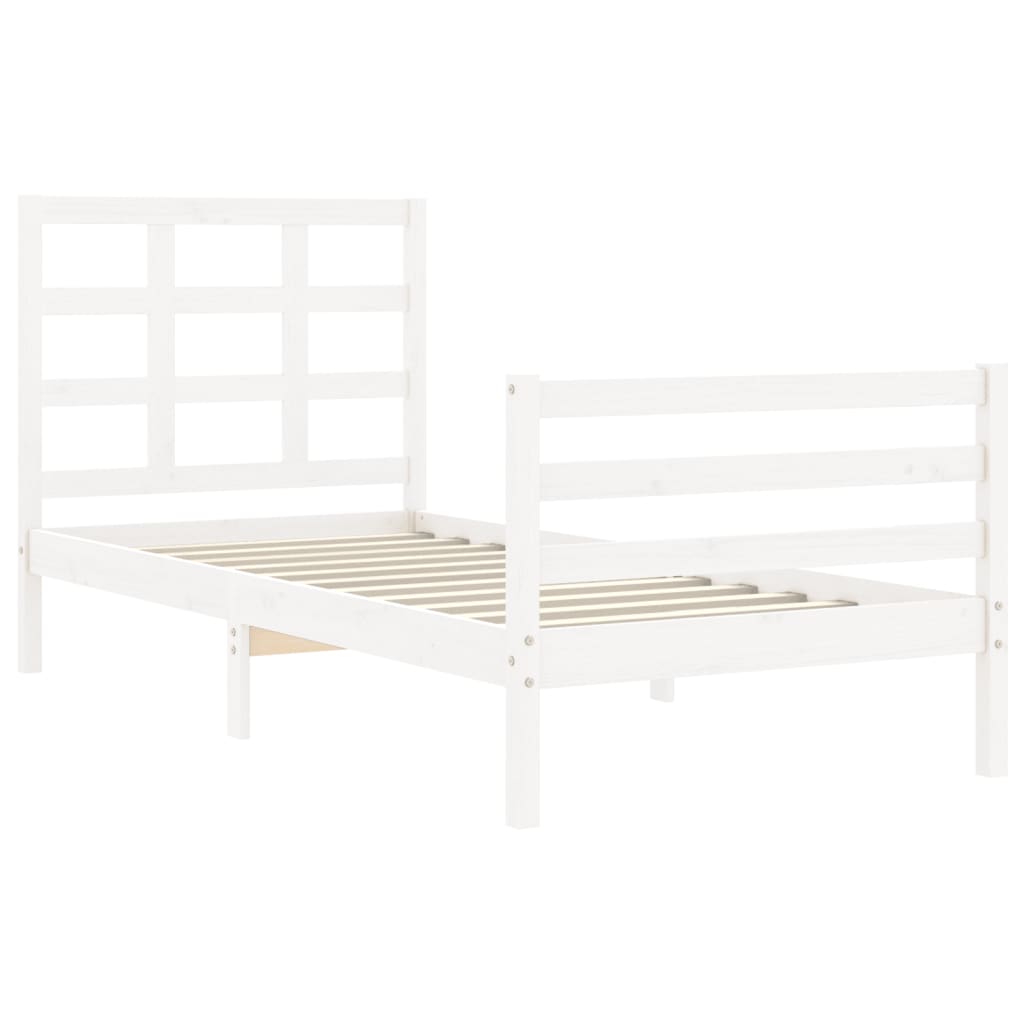 Cadre de lit sans matelas blanc 100x200 cm bois massif - XIOS