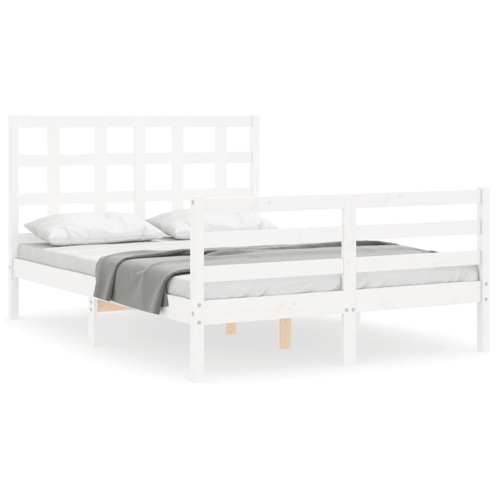 Cadre de lit sans matelas blanc 120x200 cm bois massif - XIOS