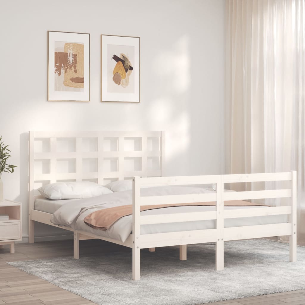 Cadre de lit sans matelas blanc 120x200 cm bois massif - XIOS