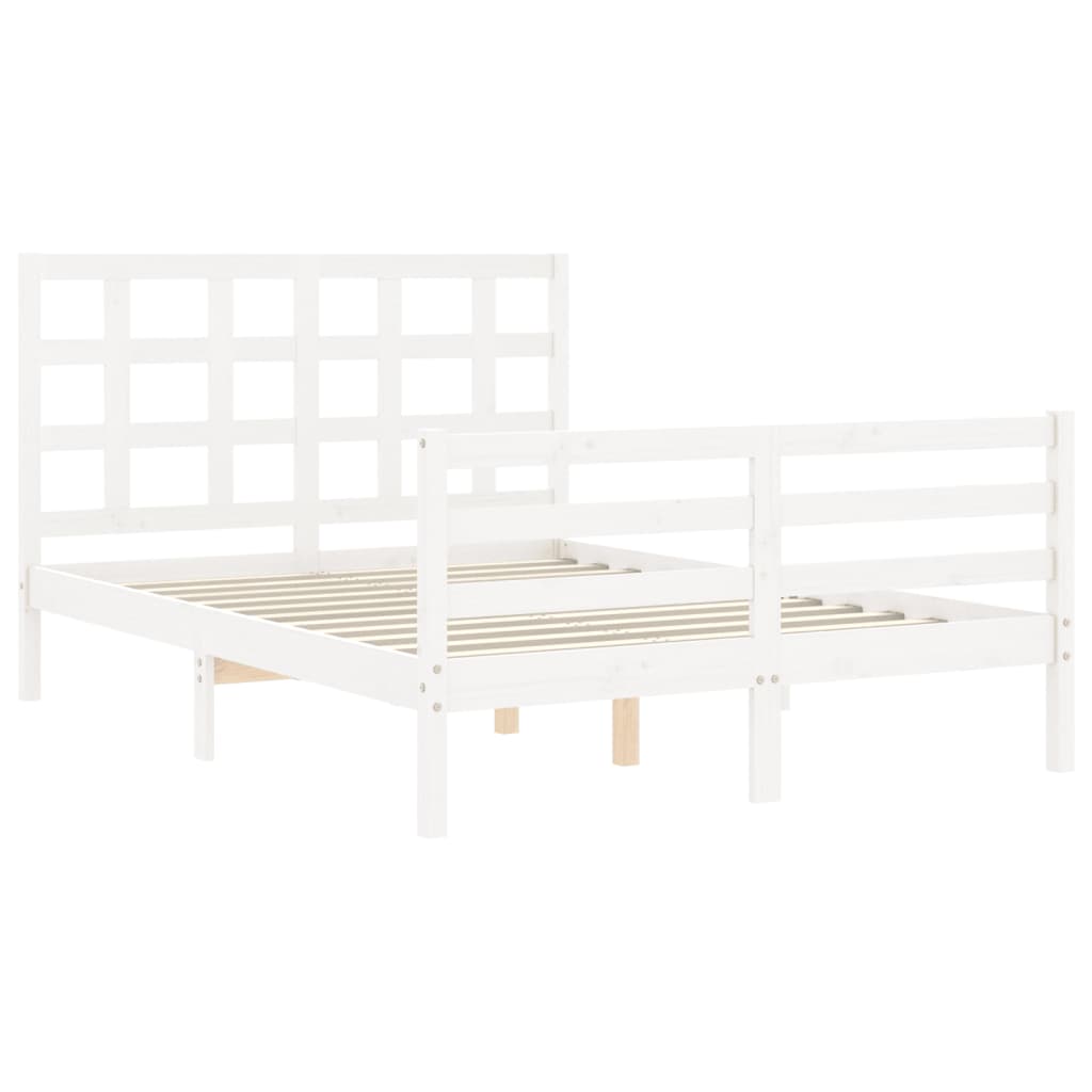Cadre de lit sans matelas blanc 120x200 cm bois massif - XIOS