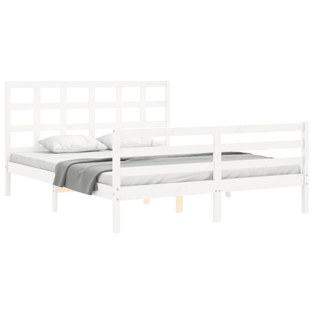 Cadre de lit sans matelas blanc 160x200 cm bois massif - XIOS