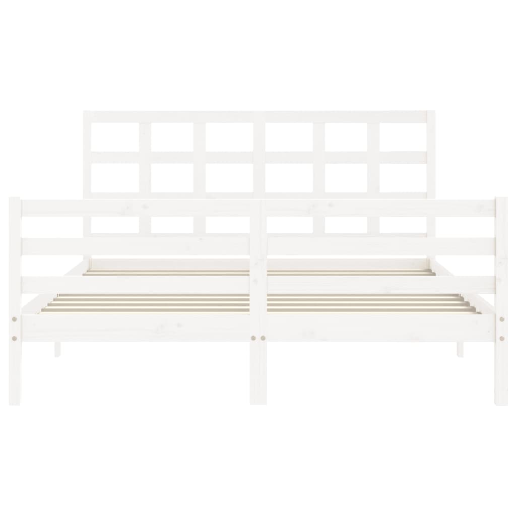 Cadre de lit sans matelas blanc 160x200 cm bois massif - XIOS