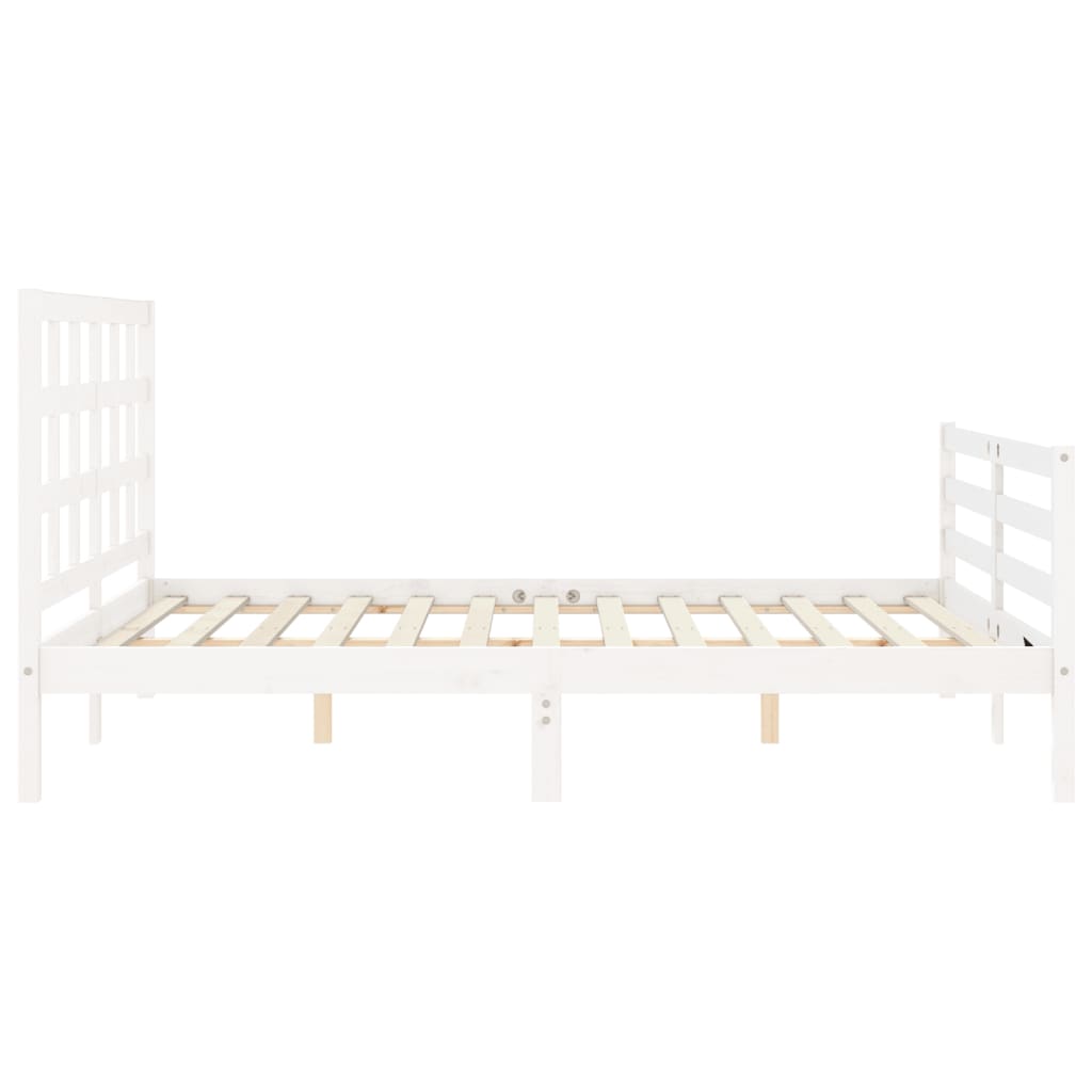 Cadre de lit sans matelas blanc 160x200 cm bois massif - XIOS