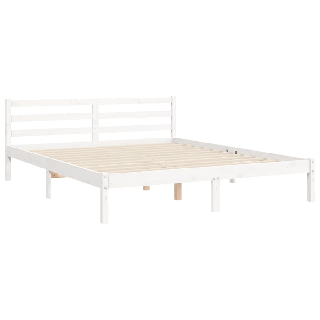 Cadre de lit sans matelas blanc 160x200 cm bois massif - XIOS