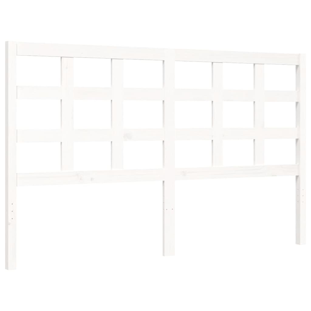 Cadre de lit sans matelas blanc 160x200 cm bois massif - XIOS