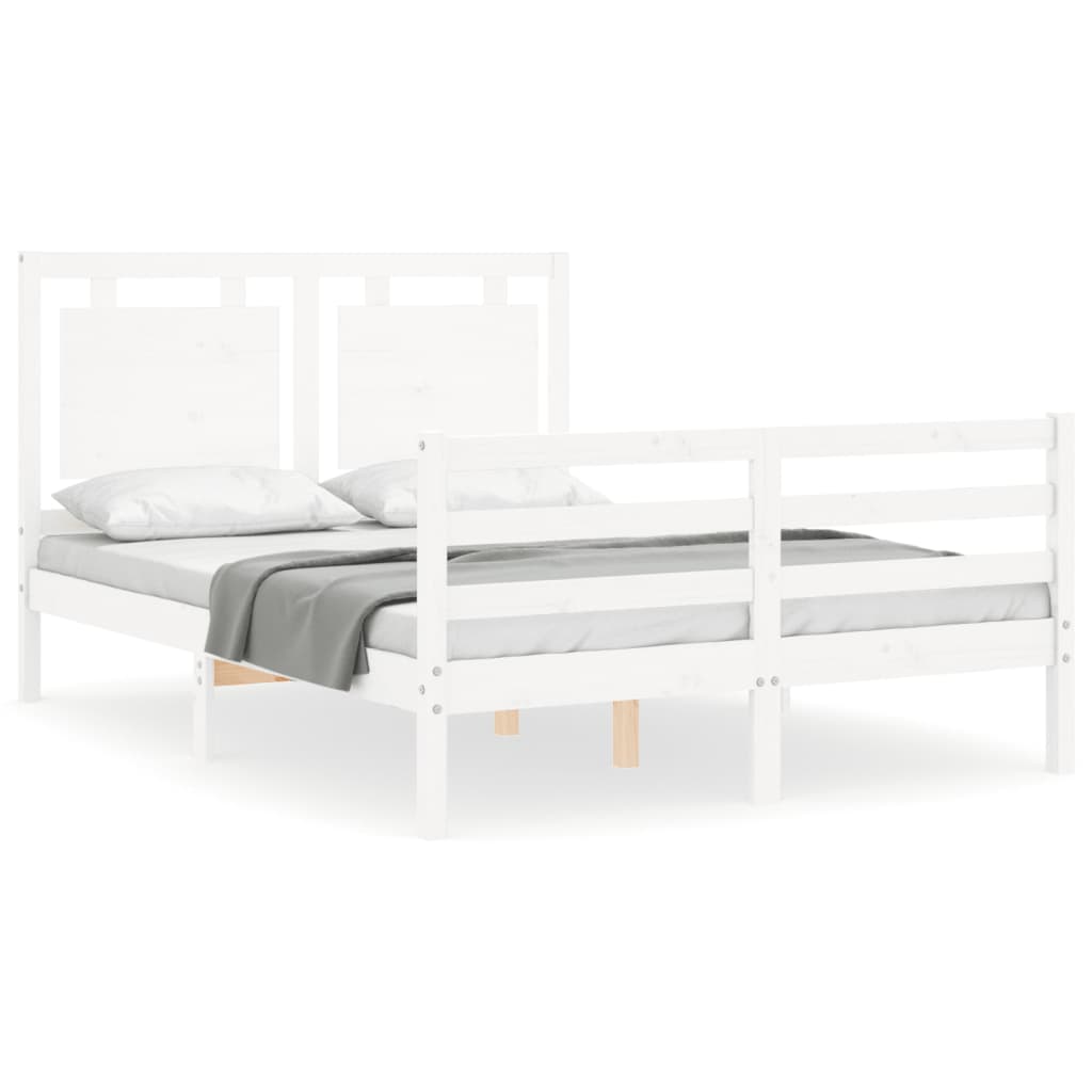 Cadre de lit sans matelas blanc 120x200 cm bois massif - XIOS