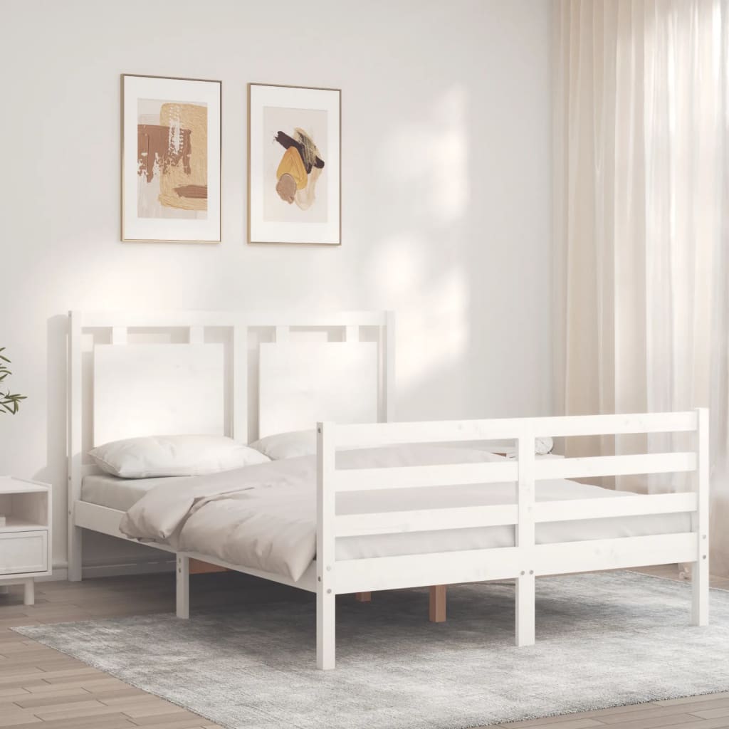 Cadre de lit sans matelas blanc 120x200 cm bois massif - XIOS
