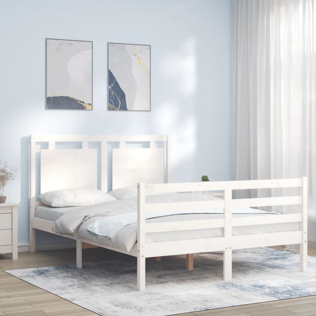 Cadre de lit sans matelas blanc 120x200 cm bois massif - XIOS