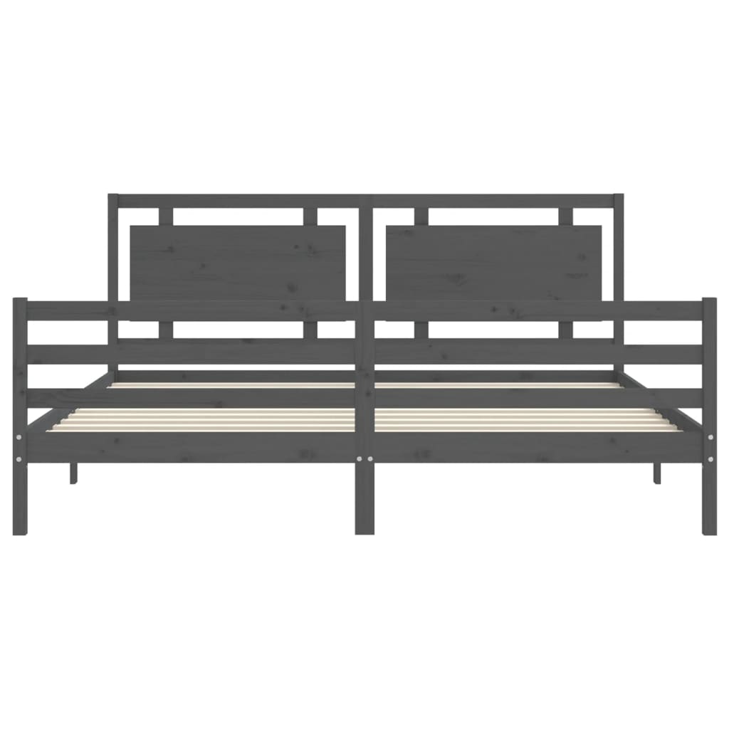 Cadre de lit sans matelas gris 200x200 cm bois massif - XIOS