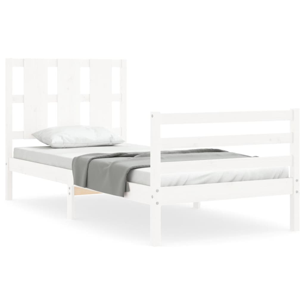 Cadre de lit sans matelas blanc 100x200 cm bois massif - XIOS