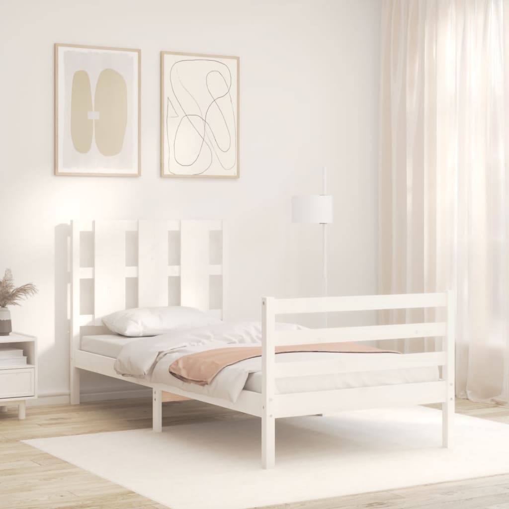 Cadre de lit sans matelas blanc 100x200 cm bois massif - XIOS