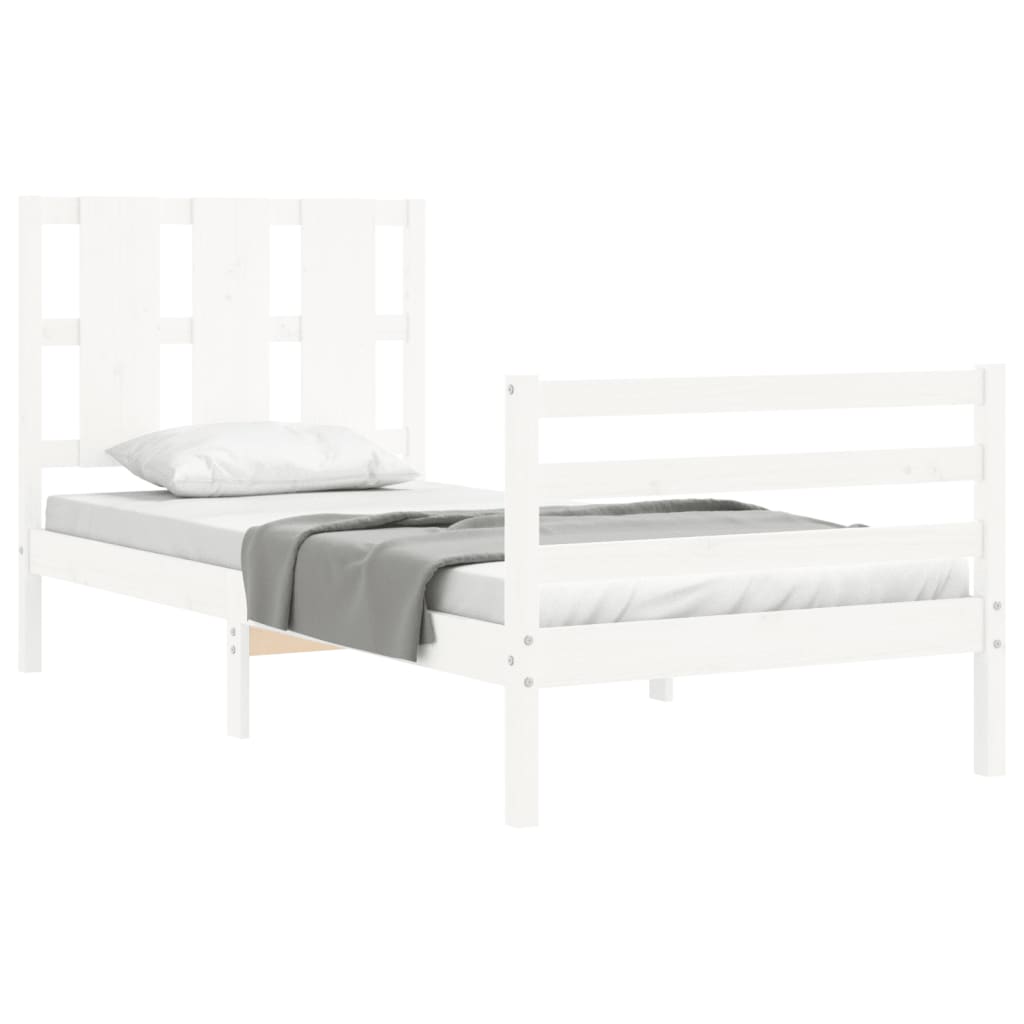Cadre de lit sans matelas blanc 100x200 cm bois massif - XIOS