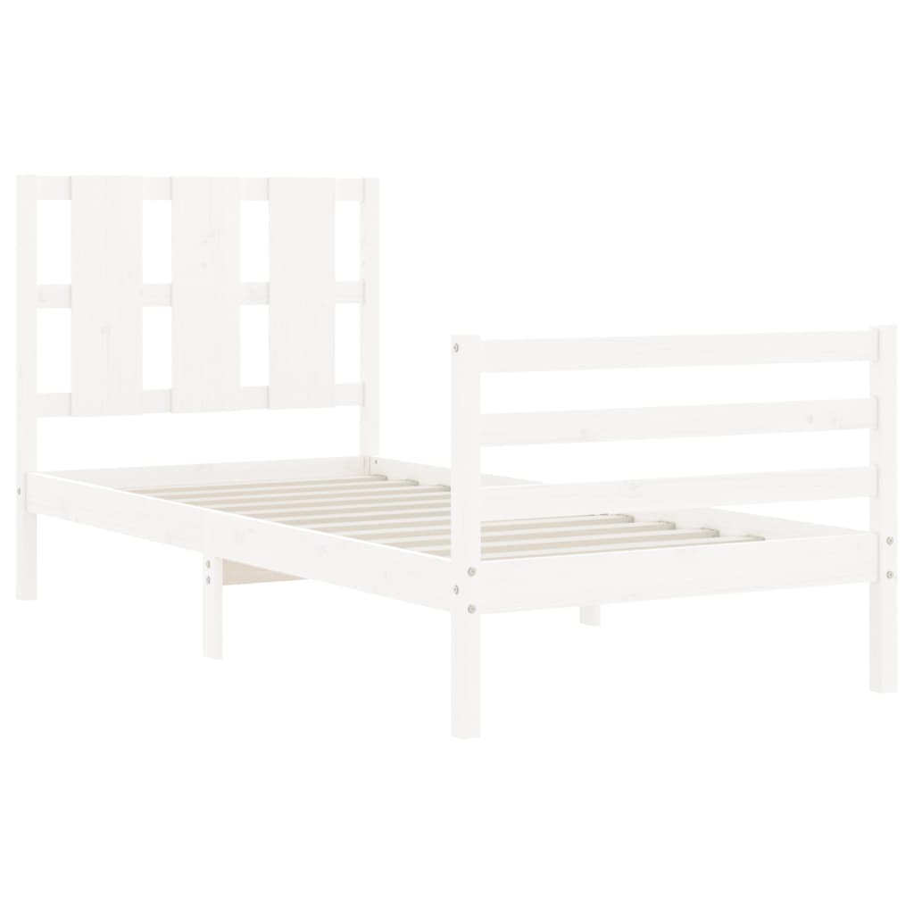 Cadre de lit sans matelas blanc 100x200 cm bois massif - XIOS