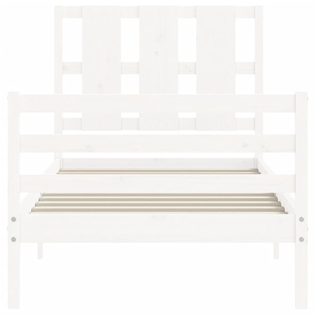 Cadre de lit sans matelas blanc 100x200 cm bois massif - XIOS