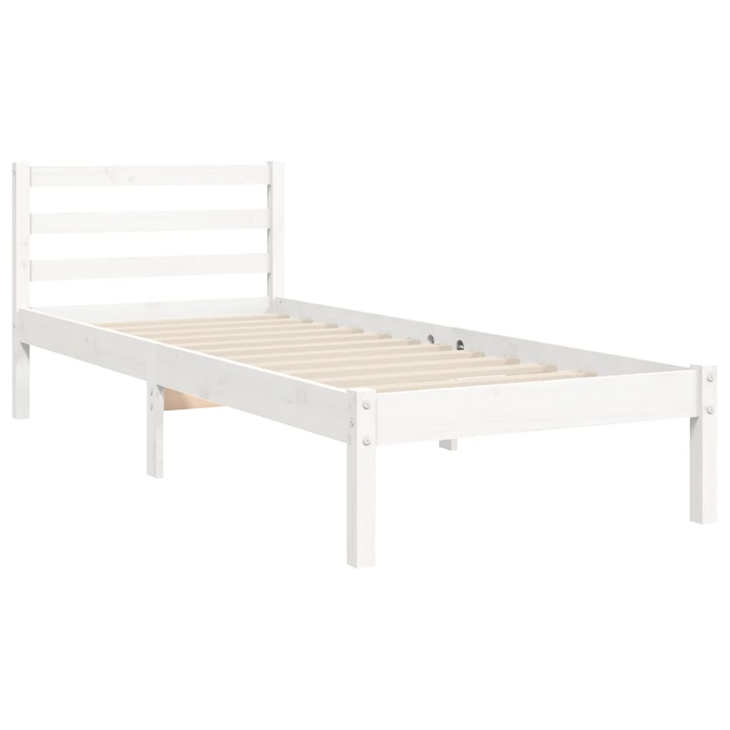 Cadre de lit sans matelas blanc 100x200 cm bois massif - XIOS