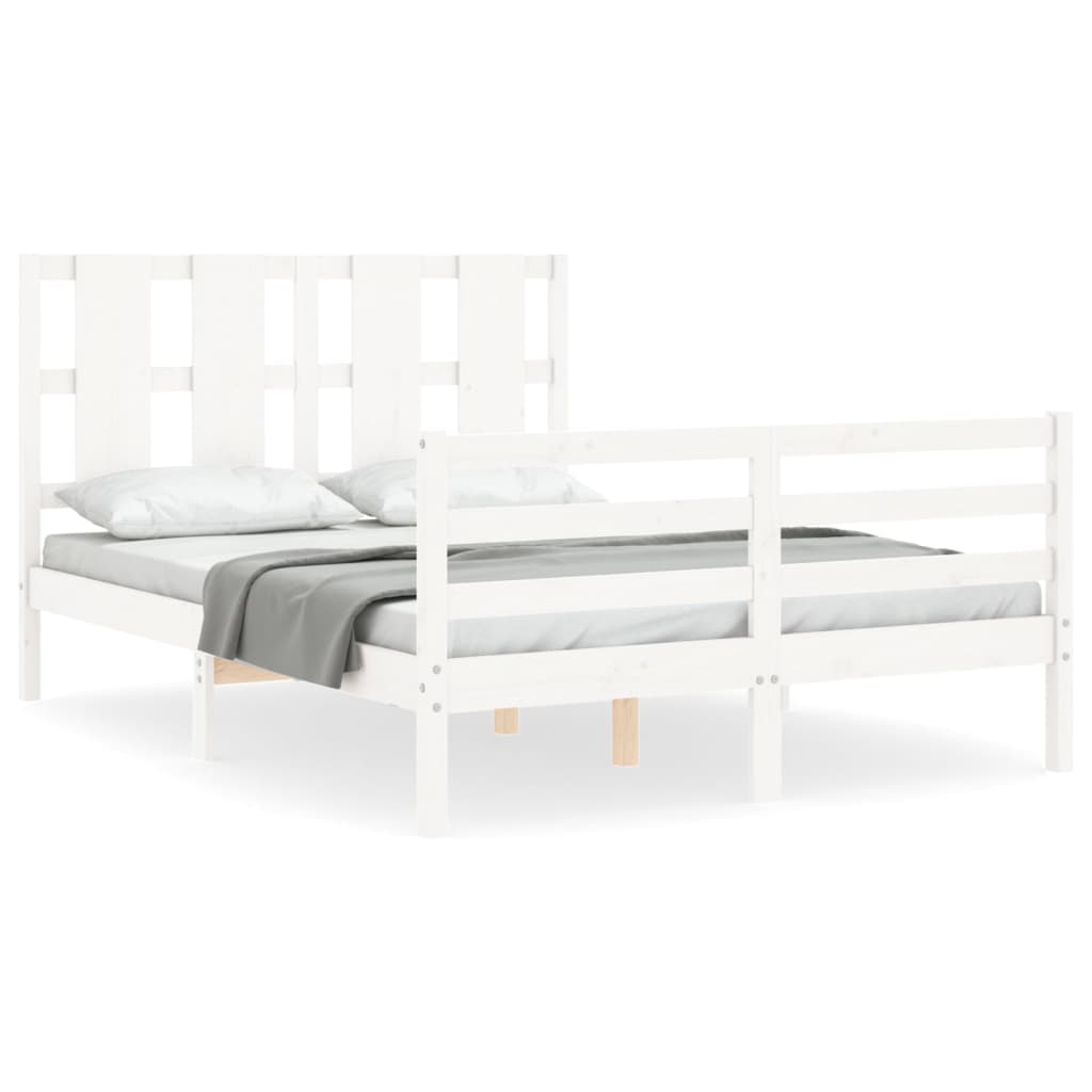 Cadre de lit sans matelas blanc 120x200 cm bois massif - XIOS