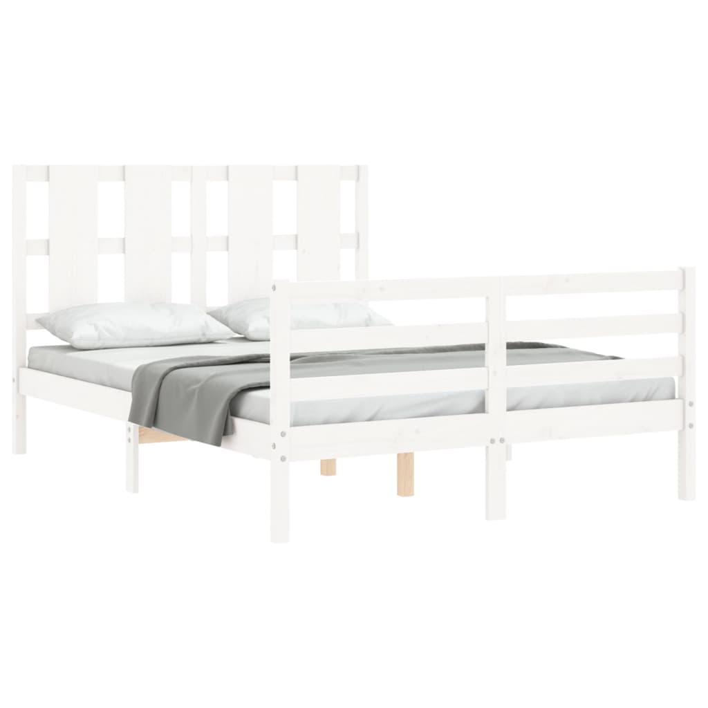 Cadre de lit sans matelas blanc 120x200 cm bois massif - XIOS