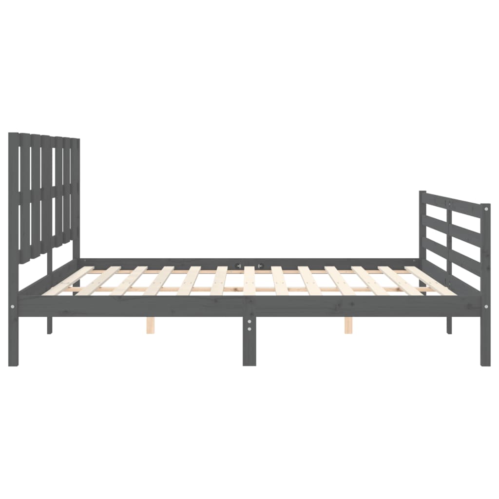 Cadre de lit sans matelas gris 200x200 cm bois massif - XIOS