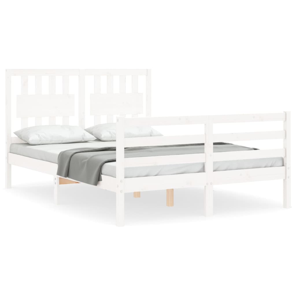 Cadre de lit sans matelas blanc 120x200 cm bois massif - XIOS