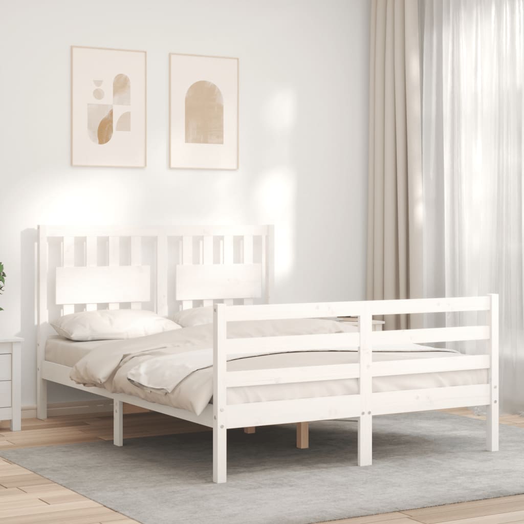 Cadre de lit sans matelas blanc 120x200 cm bois massif - XIOS