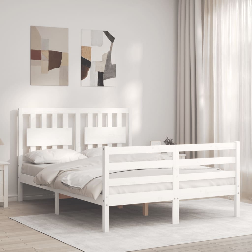 Cadre de lit sans matelas blanc 120x200 cm bois massif - XIOS