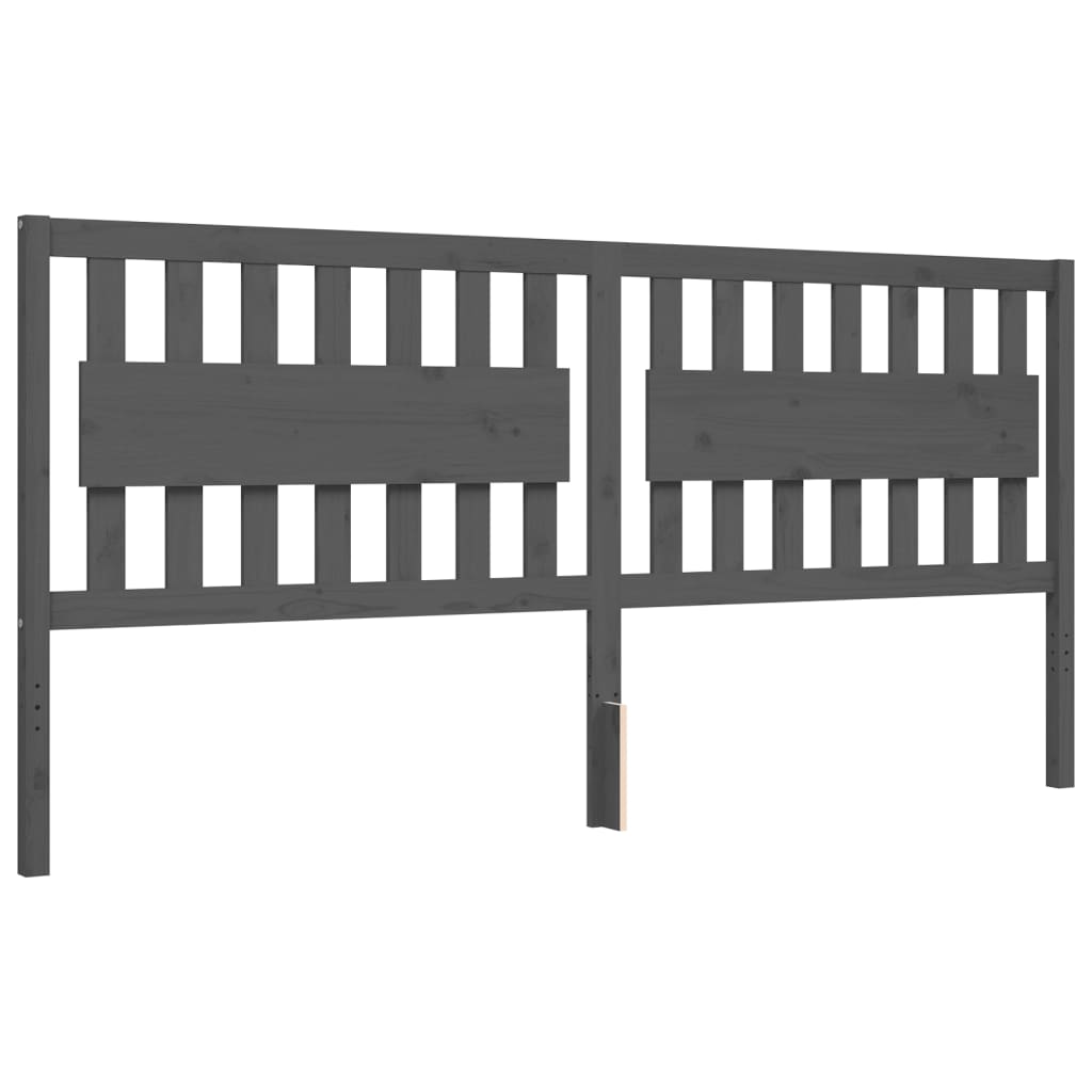 Cadre de lit sans matelas gris 200x200 cm bois massif - XIOS