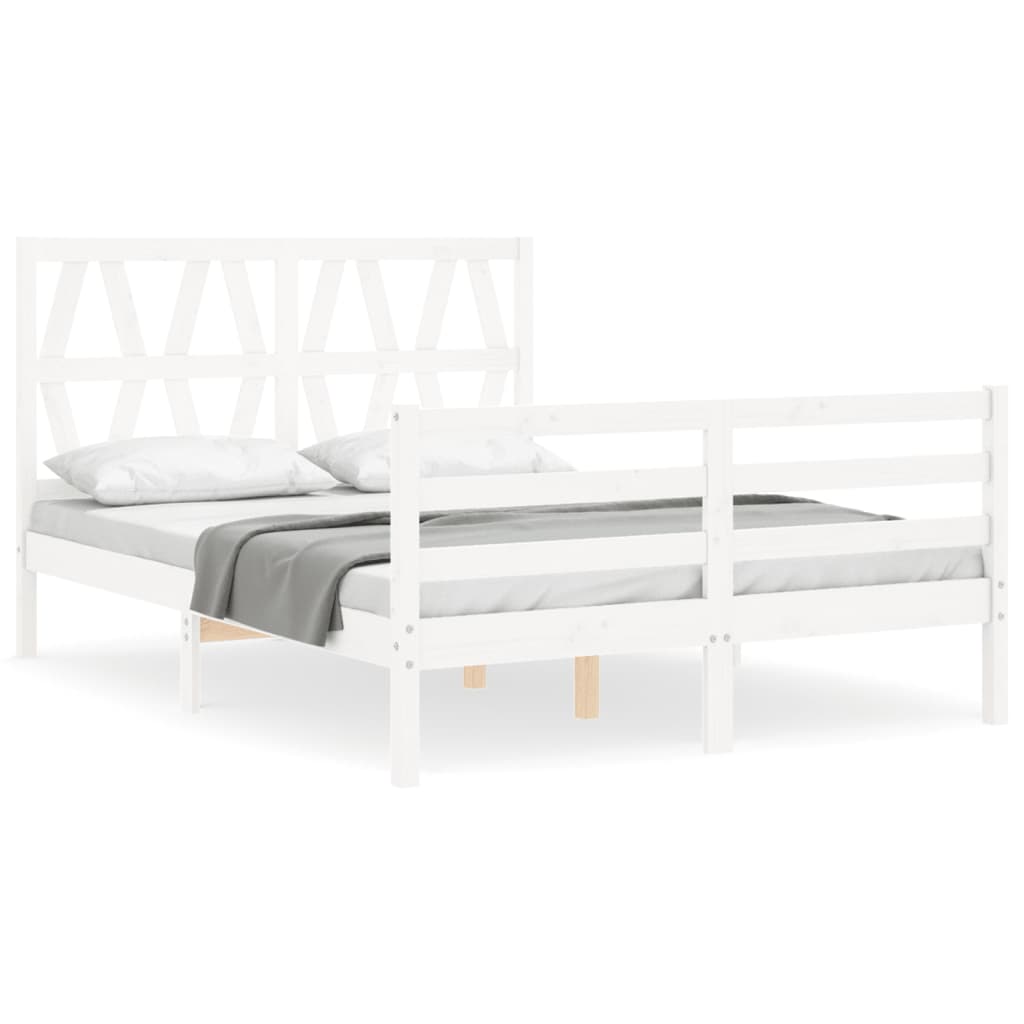 Cadre de lit sans matelas blanc 120x200 cm bois massif - XIOS