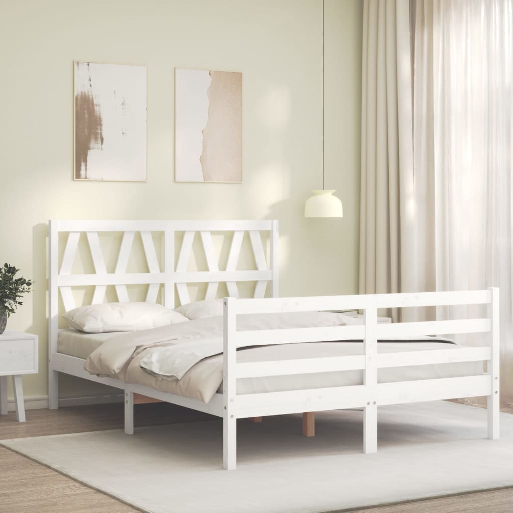 Cadre de lit sans matelas blanc 120x200 cm bois massif - XIOS