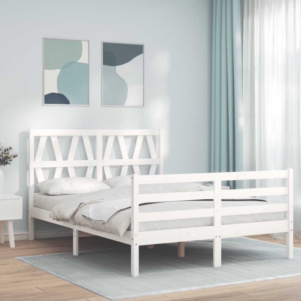 Cadre de lit sans matelas blanc 120x200 cm bois massif - XIOS