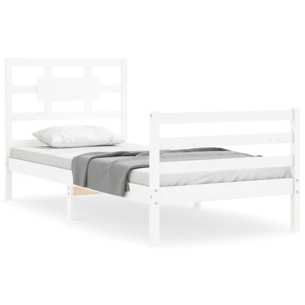Cadre de lit sans matelas blanc bois massif - XIOS