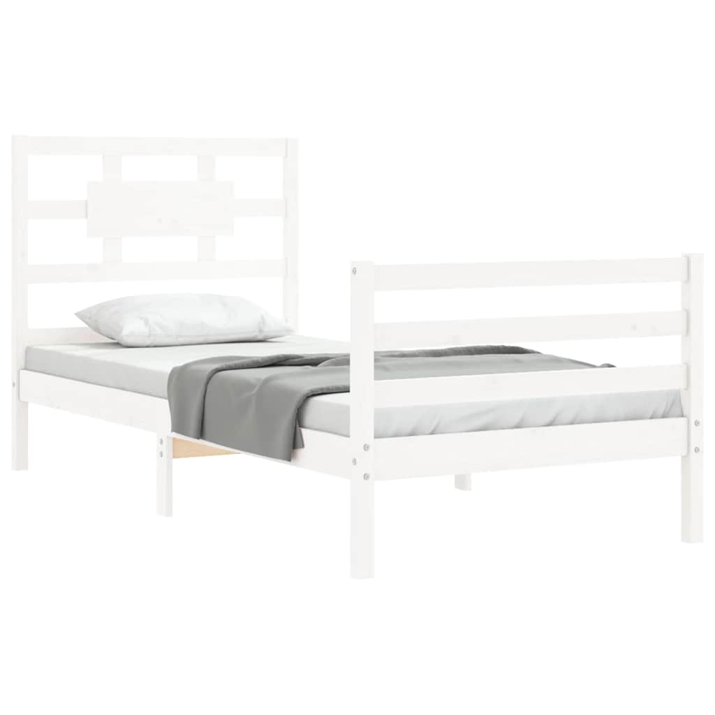 Cadre de lit sans matelas blanc bois massif - XIOS