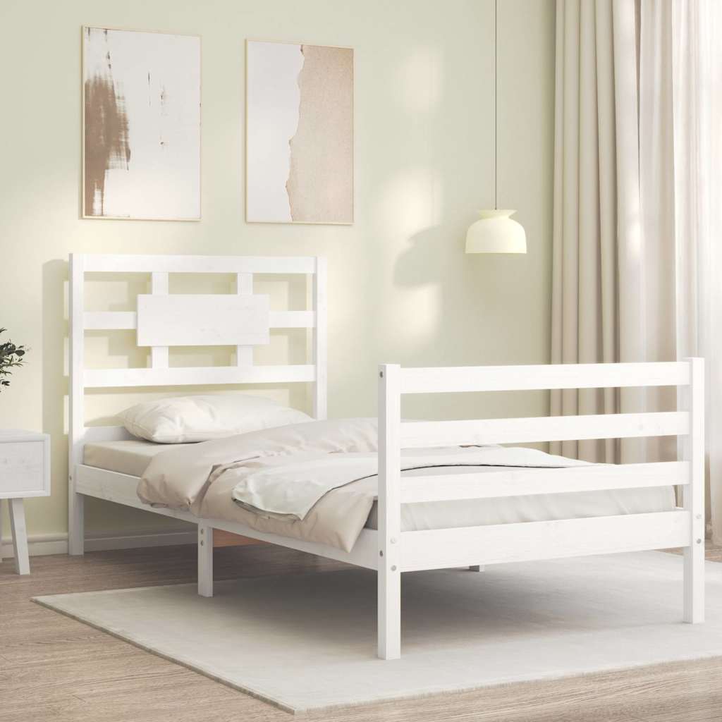 Cadre de lit sans matelas blanc bois massif - XIOS