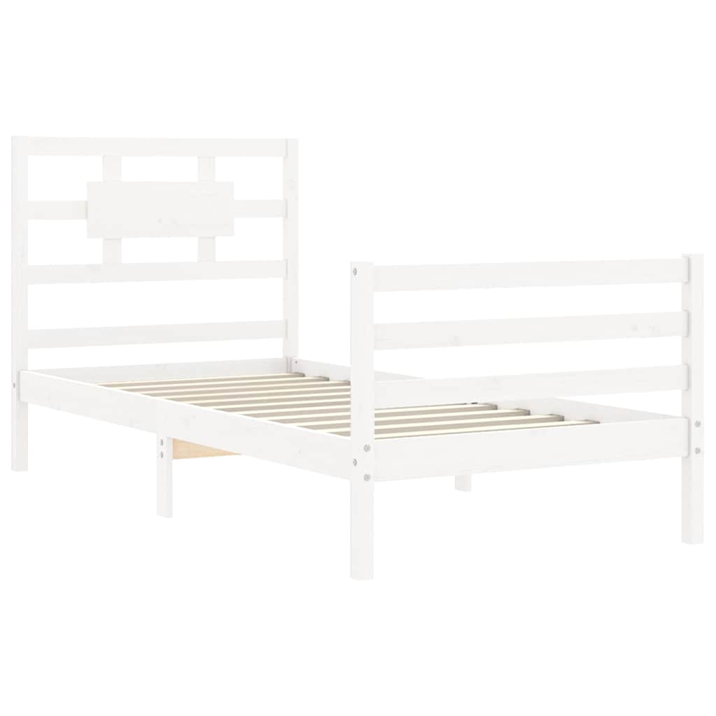 Cadre de lit sans matelas blanc bois massif - XIOS
