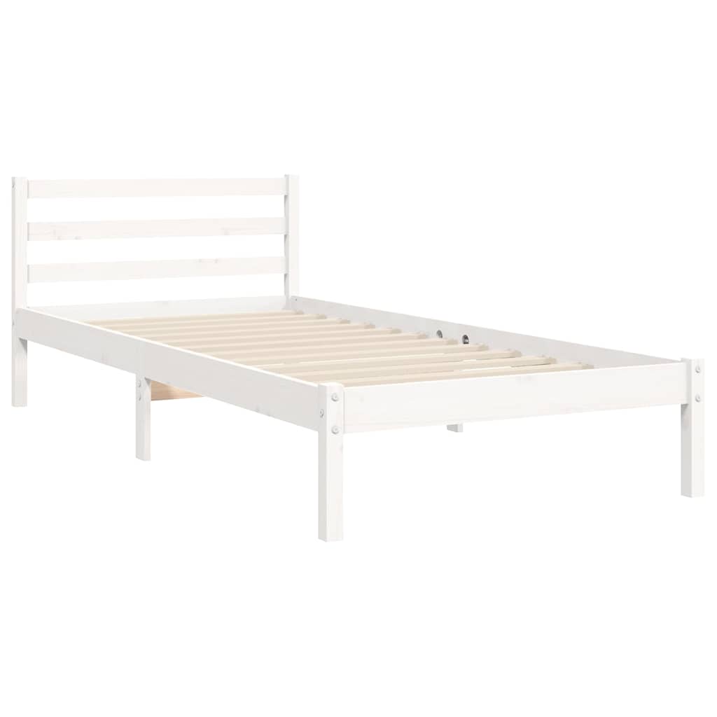 Cadre de lit sans matelas blanc bois massif - XIOS