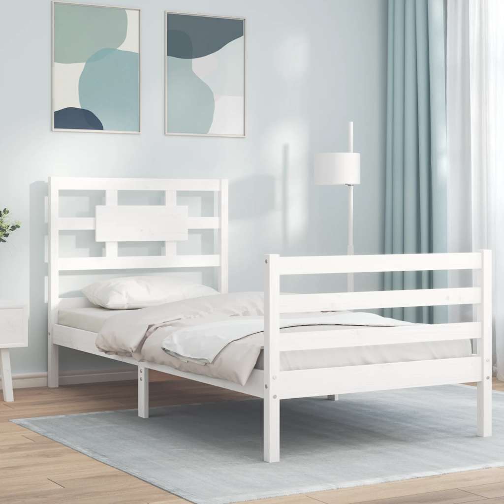Cadre de lit sans matelas blanc bois massif - XIOS