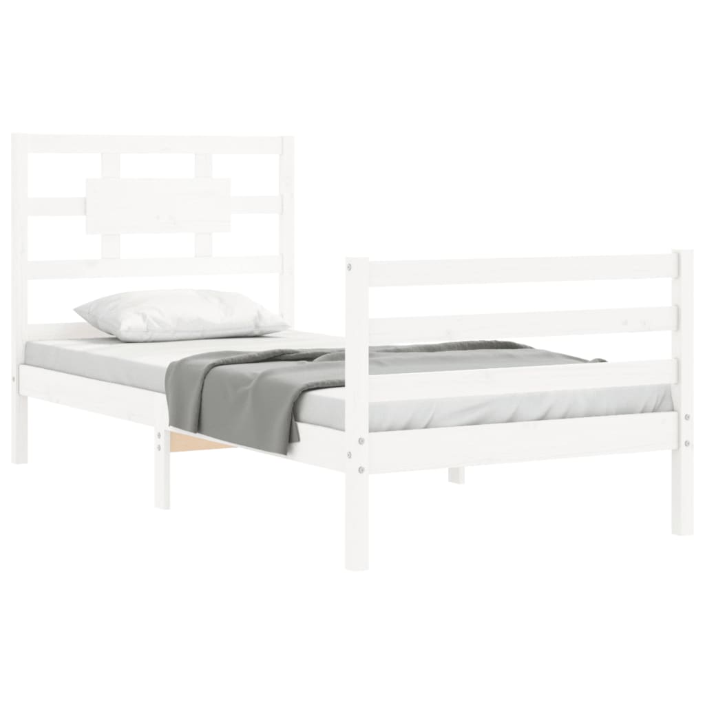 Cadre de lit sans matelas blanc 90x200 cm bois massif - XIOS