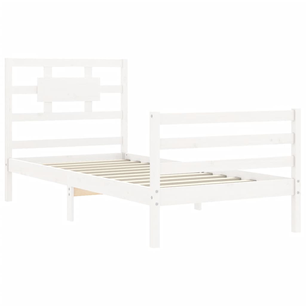 Cadre de lit sans matelas blanc 90x200 cm bois massif - XIOS