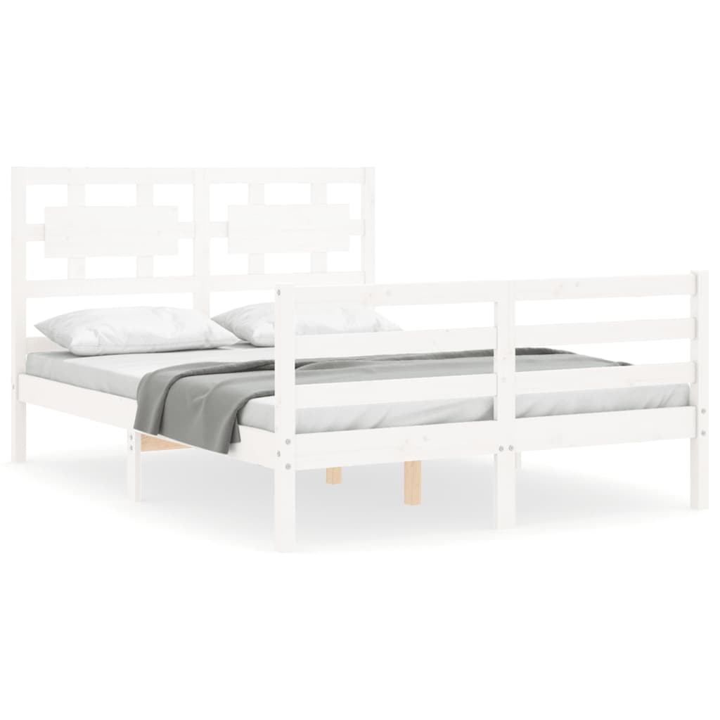Cadre de lit sans matelas blanc 120x200 cm bois massif - XIOS