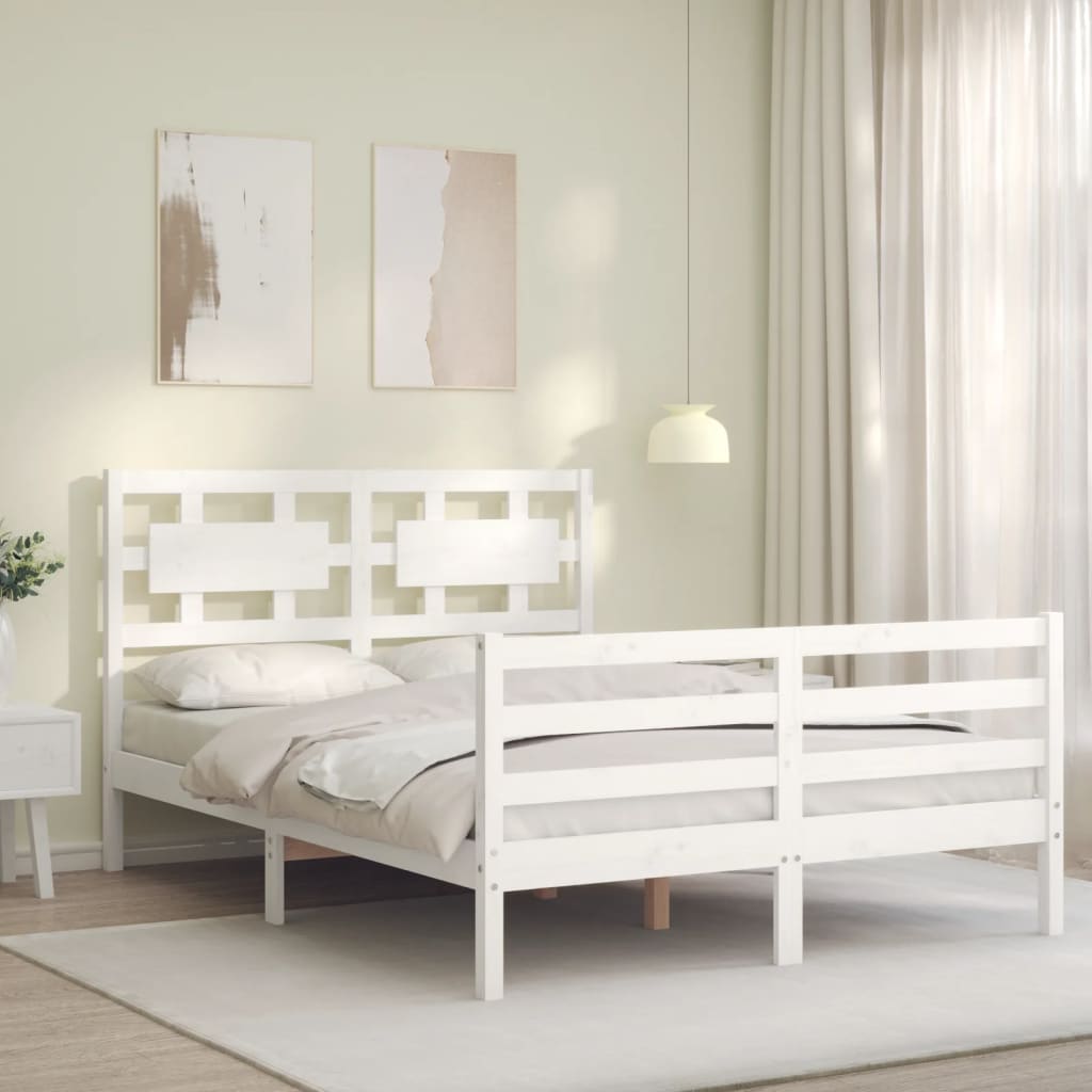 Cadre de lit sans matelas blanc 120x200 cm bois massif - XIOS