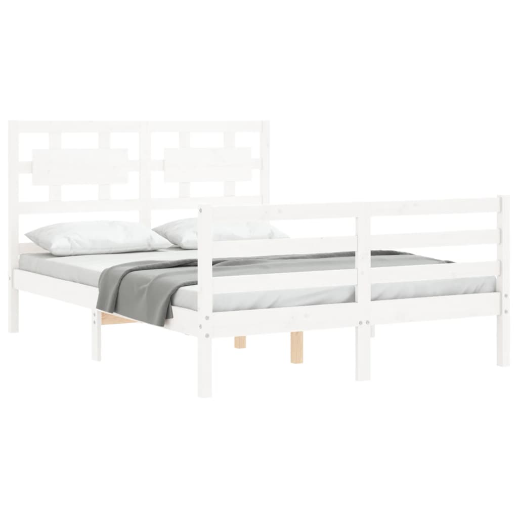 Cadre de lit sans matelas blanc 120x200 cm bois massif - XIOS