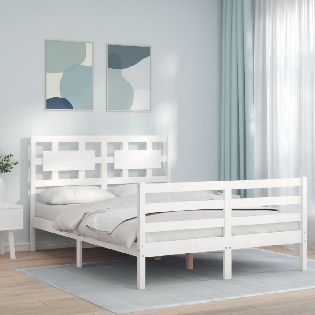 Cadre de lit sans matelas blanc 120x200 cm bois massif - XIOS