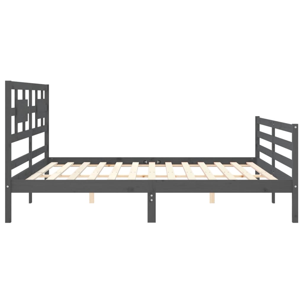 Cadre de lit sans matelas gris 200x200 cm bois massif - XIOS