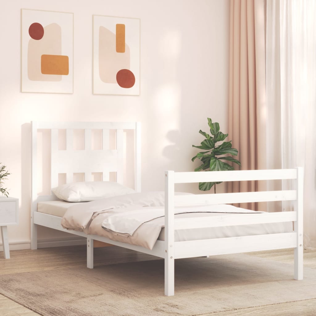 Cadre de lit sans matelas blanc bois massif - XIOS