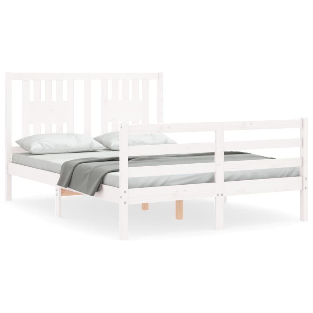 Cadre de lit sans matelas blanc 140x190 cm bois massif - XIOS